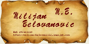 Milijan Belovanović vizit kartica